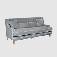 Bondi Hamptons 3 Seat Sofa Grey W/White Piping