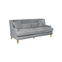 Bondi Hamptons 3 Seat Sofa Grey W/White Piping