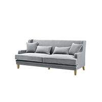 Bondi Hamptons 3 Seat Sofa Grey W/White Piping