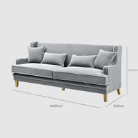 Bondi Hamptons 3 Seat Sofa Grey W/White Piping
