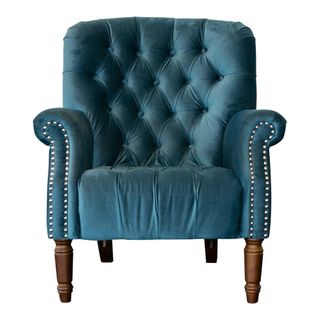 Maurice Velvet Blue Buttoned Armchair