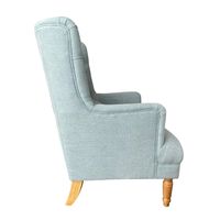 Bayside Pistachio Hamptons Button Tufted Winged Armchair W/Wooden Legs