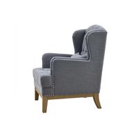 George Buttoned Armchair Grey W Silver Studs