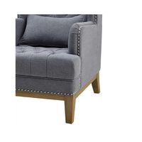 George Buttoned Armchair Grey W Silver Studs