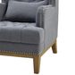 George Buttoned Armchair Grey W Silver Studs