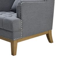 George Buttoned Armchair Grey W Silver Studs