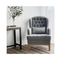 George Buttoned Armchair Grey W Silver Studs