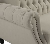 Vaucluse 3 Seat Hamptons Buttoned Sofa Beige Linen Blend