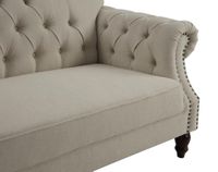 Vaucluse 3 Seat Hamptons Buttoned Sofa Beige Linen Blend
