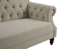 Vaucluse 3 Seat Hamptons Buttoned Sofa Beige Linen Blend