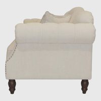 Vaucluse 3 Seat Hamptons Buttoned Sofa Beige Linen Blend