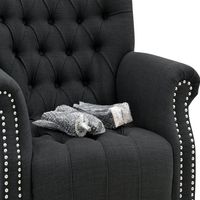 Maurice Charcoal Linen Blend Hamptons Buttoned Armchair W/Studs