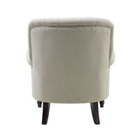 Maurice Natural Linen Blend Hamptons Buttoned Armchair W/Studs Dark Legs