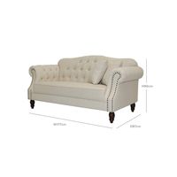 Vaucluse 2 Seat Hamptons Buttoned Sofa Beige Linen Blend