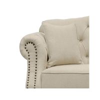 Vaucluse 2 Seat Hamptons Buttoned Sofa Beige Linen Blend