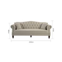 Vaucluse 2 Seat Hamptons Buttoned Sofa Beige Linen Blend