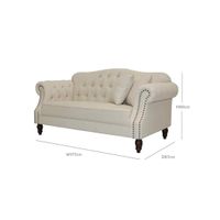 Vaucluse 2 Seat Hamptons Buttoned Sofa Beige Linen Blend