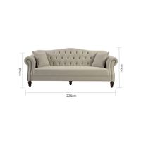 Vaucluse 2 Seat Hamptons Buttoned Sofa Beige Linen Blend