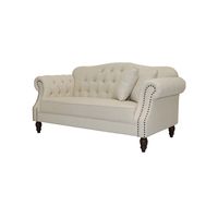 Vaucluse 2 Seat Hamptons Buttoned Sofa Beige Linen Blend