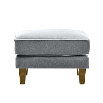 Bondi Hamptons Ottoman Grey W/White Piping