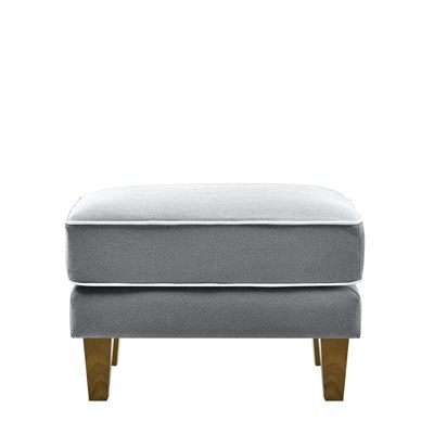 Bondi Hamptons Ottoman Grey W/White Piping