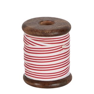 Red Stripe Grosgrain Ribbon On Wooden Spool 10m