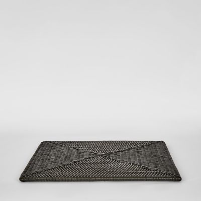 Paume Rattan Square Placemat Black