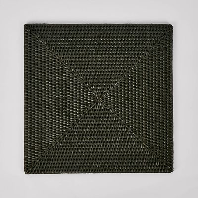 Paume Rattan Square Placemat Black