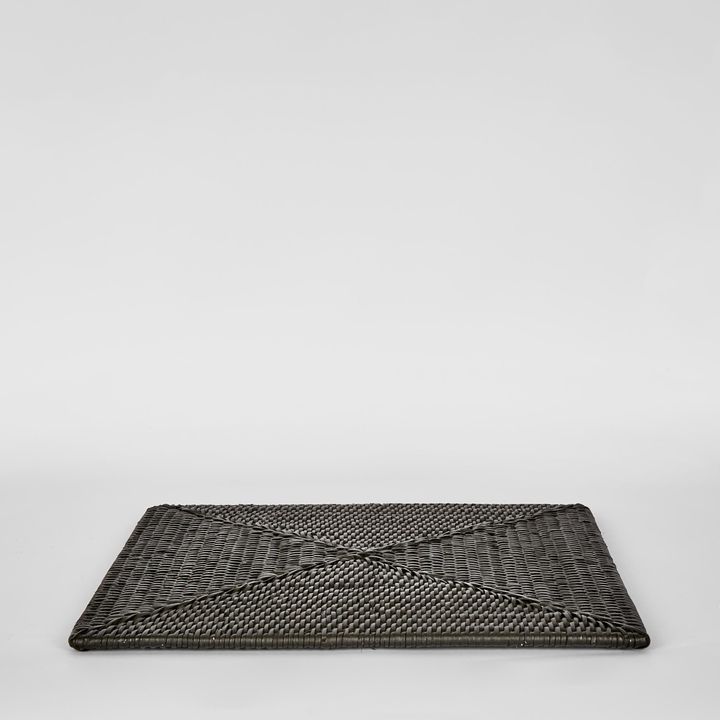 Paume Rattan Square Placemat Black