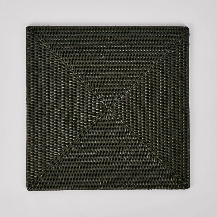 Paume Rattan Square Placemat Black