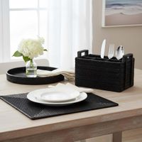 Paume Rattan Rectangle Placemat Black