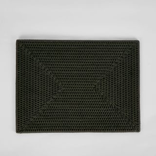 Paume Rattan Rectangle Placemat Black