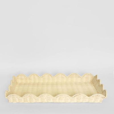 Belle Rattan Scallop Large Tray
