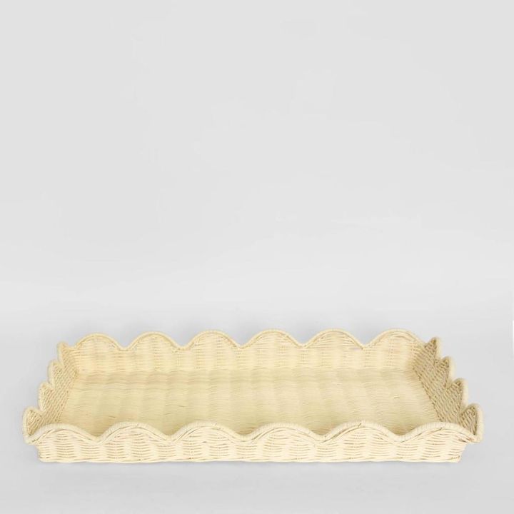 Belle Rattan Scallop Large Tray