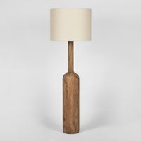 Flask Wood Floor Lamp Base Saddle with Natural Shade