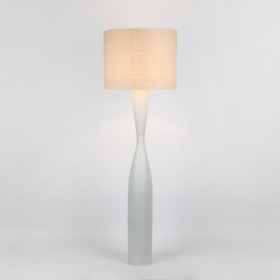 Callum Floor Lamp Base White with Natural Shade