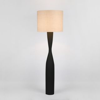 Callum Floor Lamp Base Black with Natural Shade