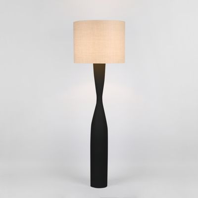 Callum Floor Lamp Base Black with Natural Shade