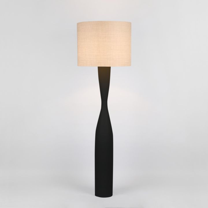 Callum Floor Lamp Base Black with Natural Shade