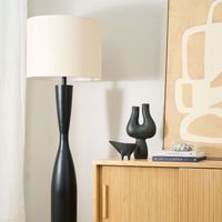 Callum Floor Lamp Base Black with White Shade