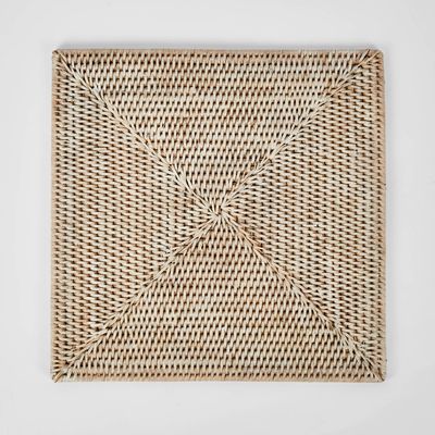 Paume Rattan Square Placemat White Wash