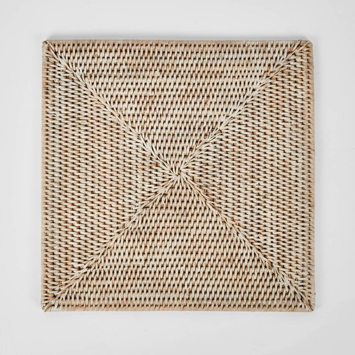Paume Rattan Square Placemat White Wash
