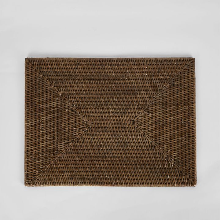 Paume Rattan Rectangle Placemat Antique Brown