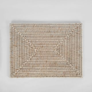 Paume Rattan Rectangle Placemat White Wash