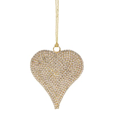 Rhinestone Cowboy Heart Ornament Small Gold