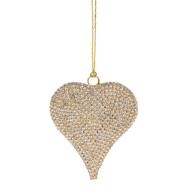 Rhinestone Cowboy Heart Ornament Small Gold