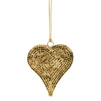 Rhinestone Cowboy Heart Ornament Small Gold