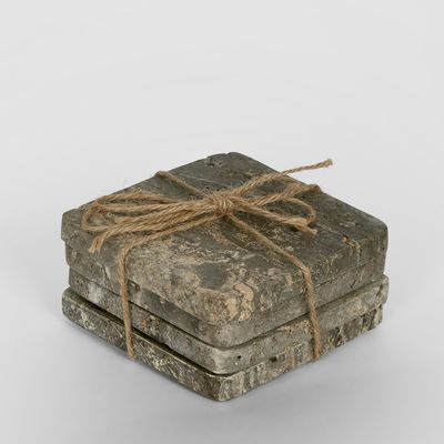 Graze Travertine Coaster  Square Dark Brown