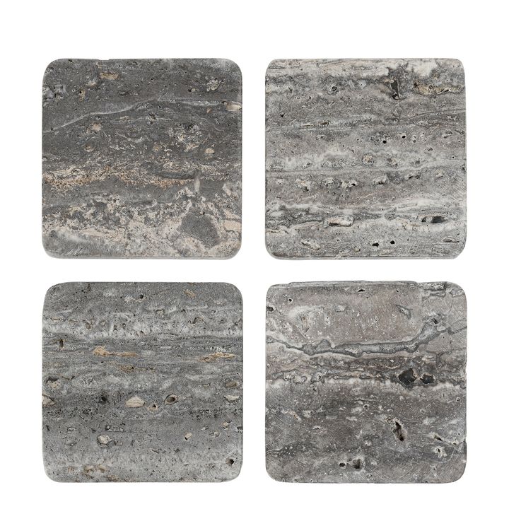 Graze Travertine Coaster  Square Dark Brown