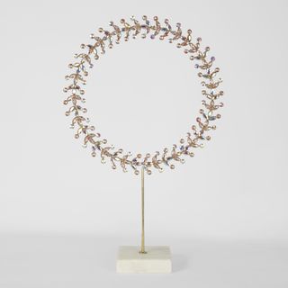 Chesar Gemstone Wreath on Marble Stand Pink Lge